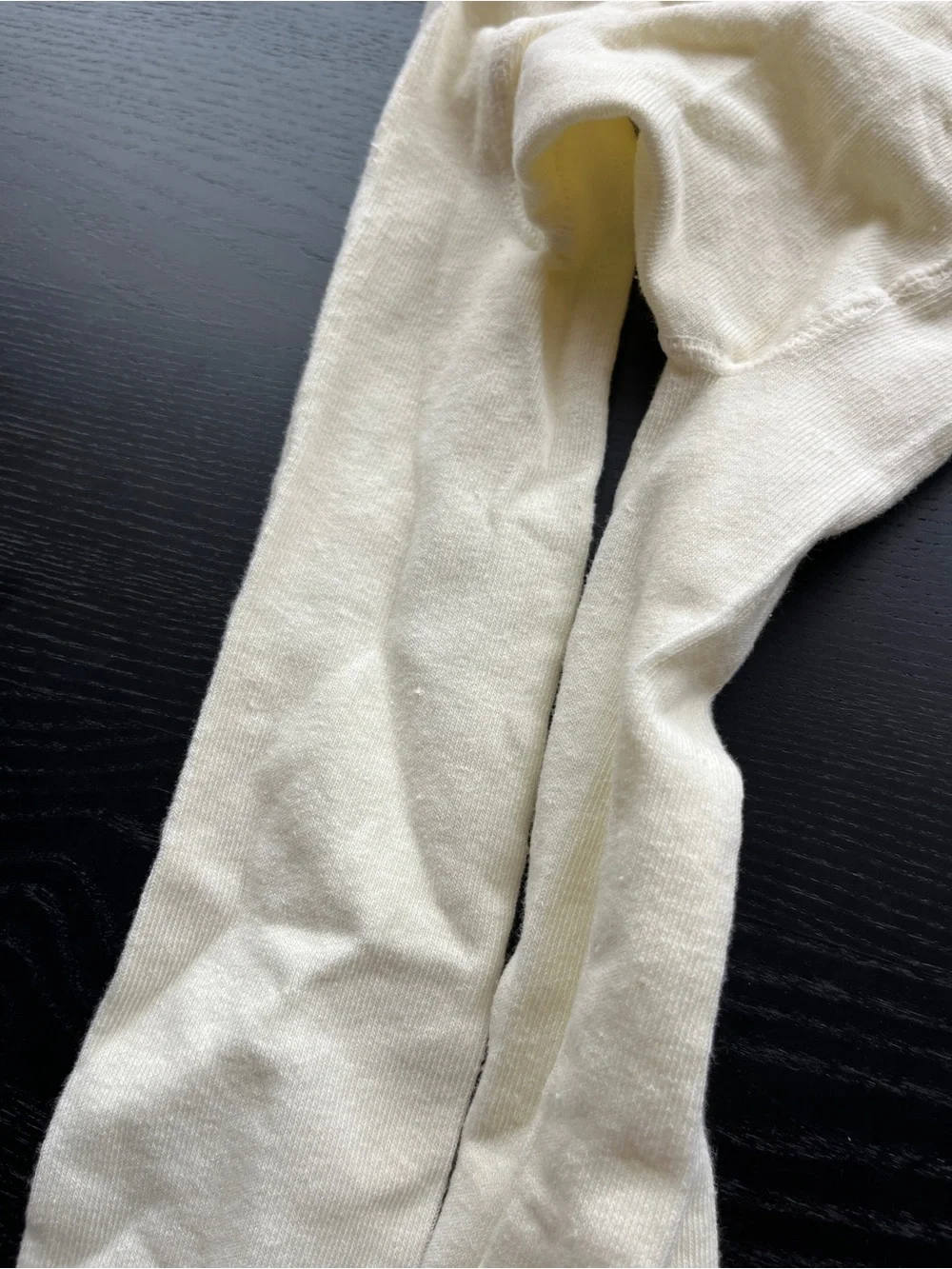 Cream Knit Tights Leggings Stockings Size 12-14 Off White